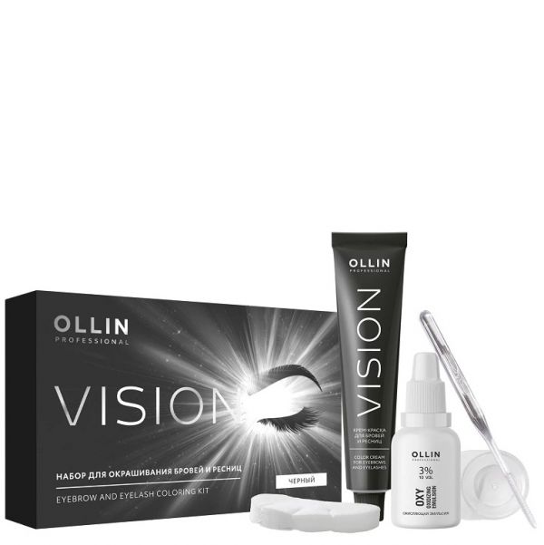 VISION SET for coloring eyebrows and eyelashes (Black) OLLIN 20 ml